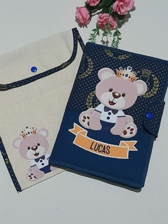 Capa para Caderneta de Vacinação e Porta Documentos do Bebê Ursinho com Coroa - comprar online