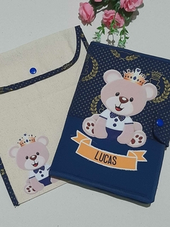 Capa para Caderneta de Vacinação e Porta Documentos do Bebê Ursinho com Coroa na internet