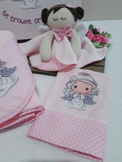 Caixa Presente Bebê Anjinha Rosa - Frases - Mimos na Caixa
