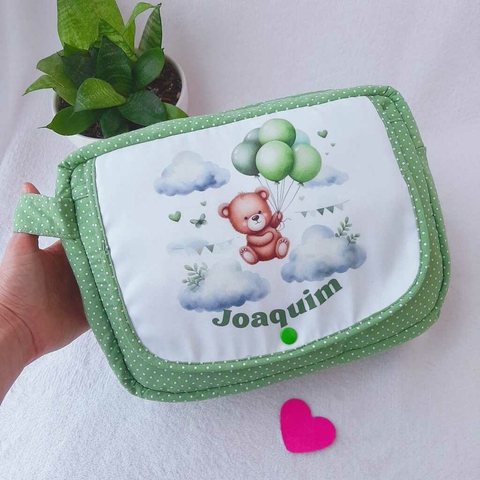 Necessaire porta-fraldas e lenços umedecidos Ursinho