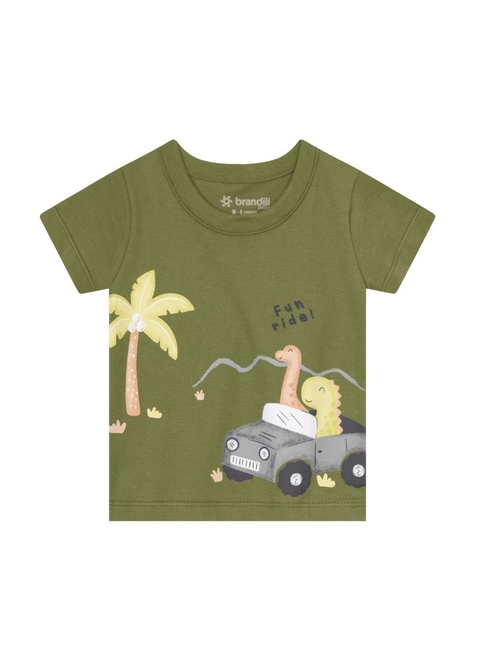 CAMISETA MEIA MALHA MENINO PASSEIO DIVERTIDO VERDE - BRANDILI