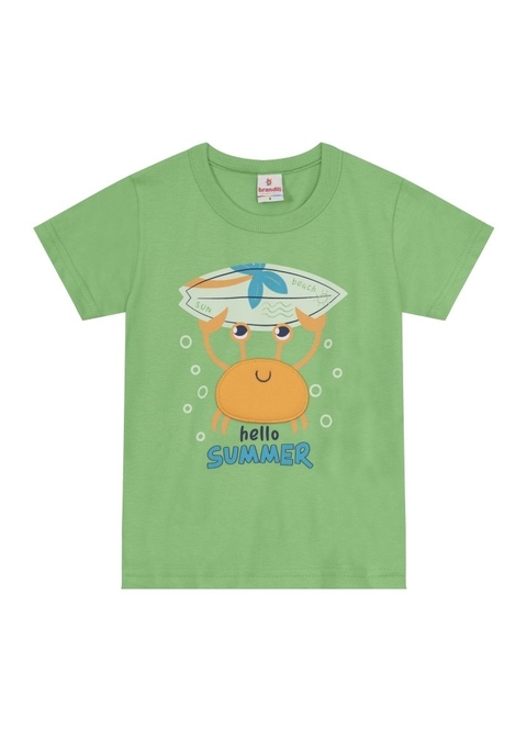 CAMISETA MEIA MALHA MENINO CARANGUEJO VERDE - BRANDILI