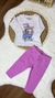 Imagem do CONJUNTO MENINA BLUSA E CALÇA MOLECOTTON BRANCO/ORQUÍDEA - TIKI LIKI