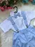 CONJUNTO CAMISA BRANCA + SHORTS AZUL BEBÊ COM SUSPENSÓRIO - MISS CHERRY