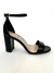 Sandália Gisele Salto Bloco Alto Nude/ Preto - Calla Shoes