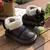 Bonito quente tornozelo botas de inverno feminino arco calor arco de pelúcia sapatos de algodão 2024 novo à prova dwaterproof água para baixo pano curto barril botas de neve