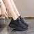 Plataforma branca tênis femininos 2024 primavera rendas-up fundo grosso vulcanizar sapatos mulher couro do plutônio respirável sapatos esportivos senhoras - loja online