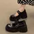Sapatos Lolita em forma de coração para mulheres, couro envernizado, plataforma Mary Janes, decoração de metal, bombas de salto grossas, doce, 2023