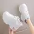 Plataforma branca tênis femininos 2024 primavera rendas-up fundo grosso vulcanizar sapatos mulher couro do plutônio respirável sapatos esportivos senhoras - RDSsilva