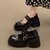 Sapatos Lolita em forma de coração para mulheres, couro envernizado, plataforma Mary Janes, decoração de metal, bombas de salto grossas, doce, 2023 - comprar online