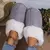Chinelos planos quentes de camurça falsa para mulheres, slides peludos macios, antiderrapantes, sapatos de algodão de piso interno, inverno, 2023 - RDSsilva