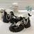Sapatos Lolita em forma de coração para mulheres, couro envernizado, plataforma Mary Janes, decoração de metal, bombas de salto grossas, doce, 2023 - loja online