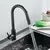 Preto torneira da cozinha duas funções único punho pull out mixer torneiras de água quente e fria deck montado - RDSsilva