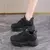 Plataforma branca tênis femininos 2024 primavera rendas-up fundo grosso vulcanizar sapatos mulher couro do plutônio respirável sapatos esportivos senhoras na internet