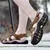 Imagem do Sapatos masculinos casuais de couro genuíno, sandálias masculinas ao ar livre, sapatos romanos de praia, plus size 38-48, verão