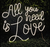 Frase Neon Led All You Need Is Love 55x50cm Jardim Vertical