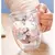 Caneca de café de vidro floral, 220ml, 320ml, parede dupla, 1pç