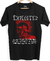 Camiseta preta da banda The Exploited com estampa de um crânio vermelho e a frase "Let's Start a War".