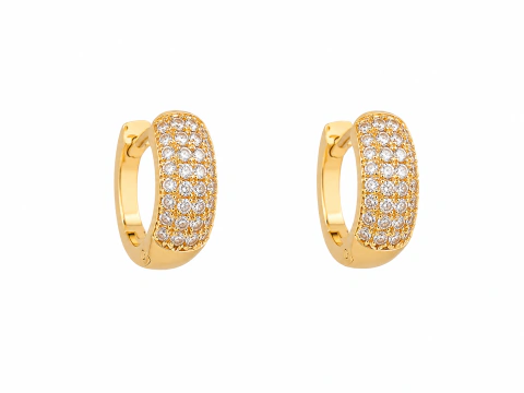 Brinco Argola Cravejada Click - Ouro