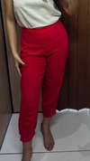 Calça Feminina Cintura Alta Em Viscose - Vermelho