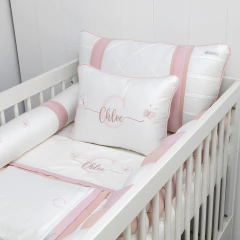 Kit Berço Classic - Percal 400 Fios - Chloe - Rosa Bebê - SibeleCrafts