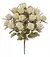 Buquê de 18 rosas brancas artificiais com galhos de flores, perfeito para decoração de festas e eventos especiais.