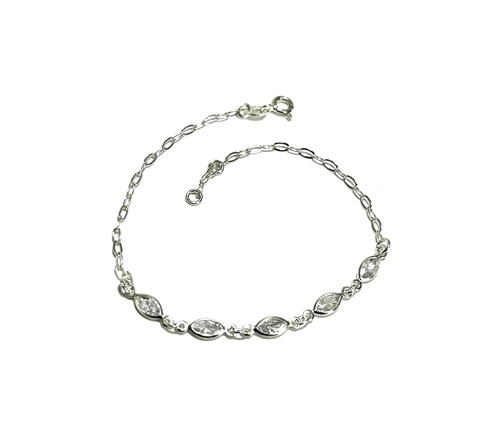 Pulseira Prata Navetes de Zircônia