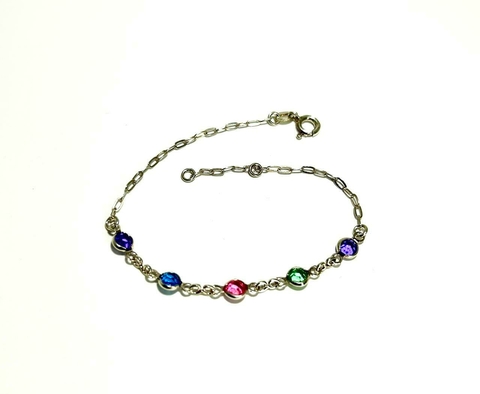 Pulseira Prata com Zircônias Coloridas