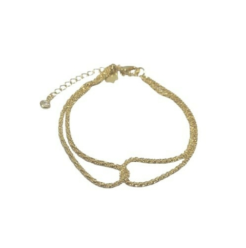 Pulseira Corda Entrelaçada Folheada Ouro 18k