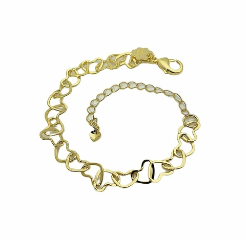 Pulseira Elos Coração Folheada a Ouro 18k