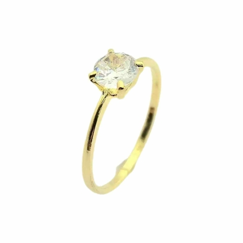 Anel Solitário Folheado a Ouro 18k