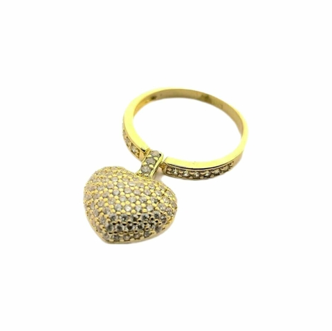 Anel Coração Cravejado Folheado a Ouro 18k