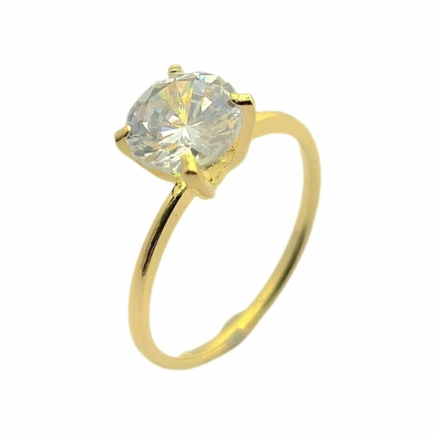 Anel Solitário Folheado a Ouro 18k