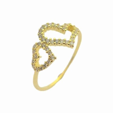 Anel Corações Folheado a Ouro 18k