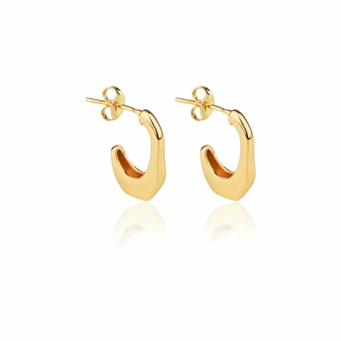 Brinco Argola Sextavada Folheado Ouro 18k