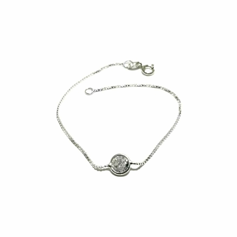 Pulseira Prata com Zircônia Redonda
