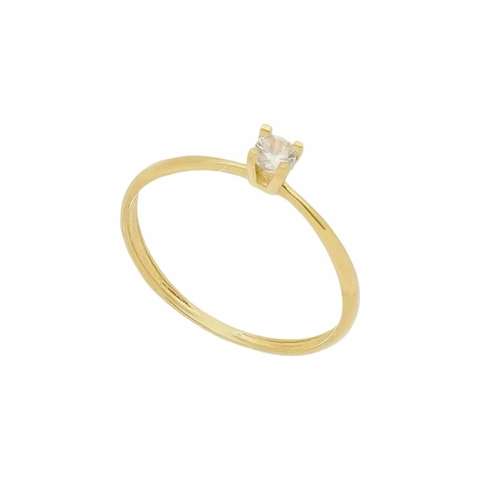 anel solitário em ouro 18k com zircõnia