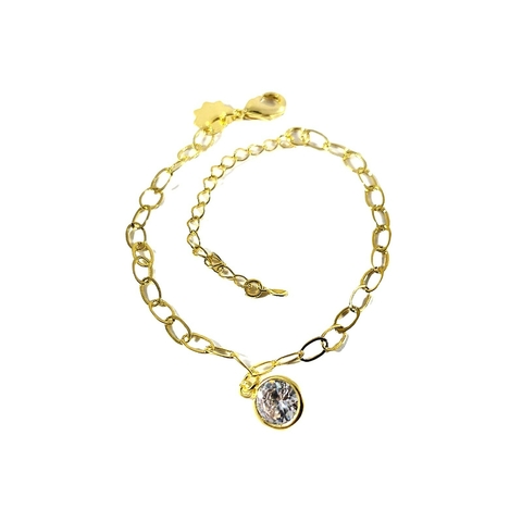 Pulseira Folheada Ouro 18k Elos e Zircônia