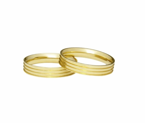 Aliança folheada a ouro 18k reta / Par