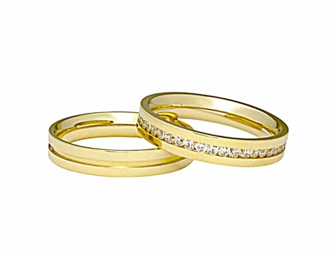Aliança folheada a ouro 18k Veneza / Par