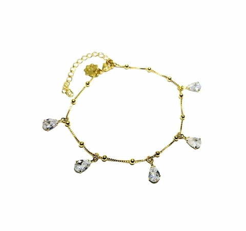 Pulseira com Gotas de Zircõnia Folheada a Ouro 18k