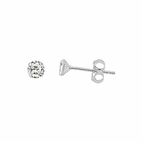 Brinco em prata zircônia redonda de 3 mm