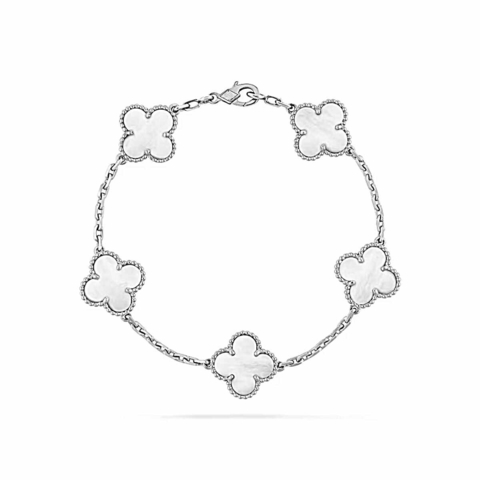 Pulseira em prata com trevos brancos