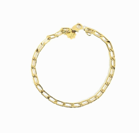 Pulseira elos folheada a ouro 18k grumet 1x1 / 5mm