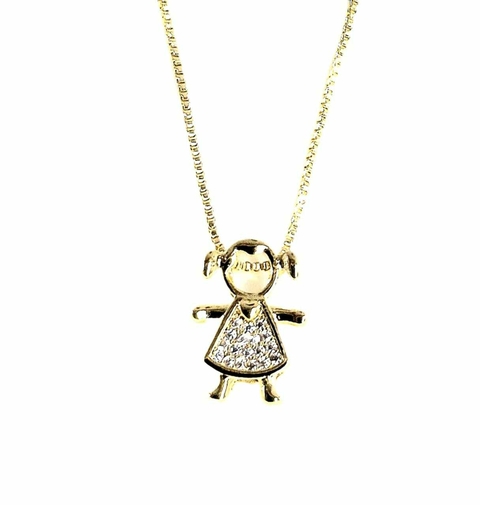 Colar folheado a ouro 18k menina com zircônias