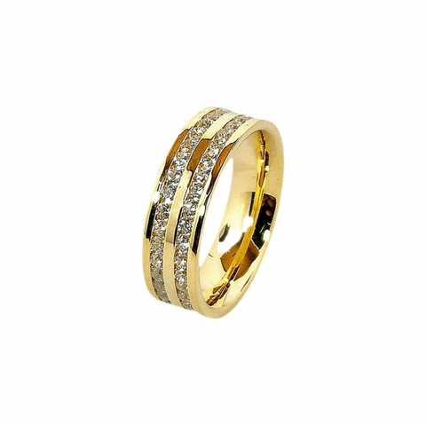 Aliança folheada a ouro 18k Athenas com zircônias - comprar online