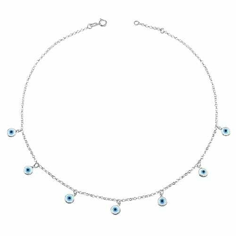 Colar Choker em prata com olho grego