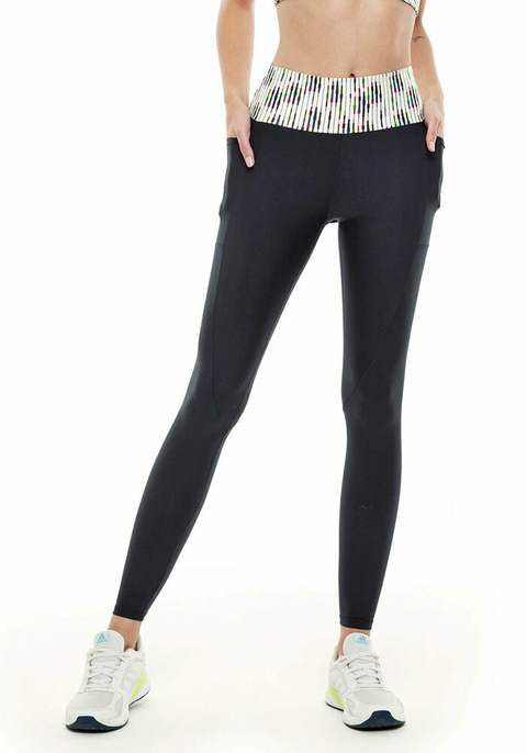 Calça Legging Rolamoça Run More Compression Com Bolsinhos Preta - 06648-PTSBF002