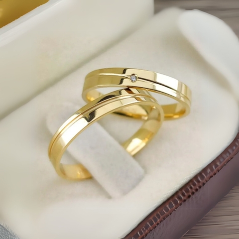 Aliança Quadrada 3mm (Detalhada)