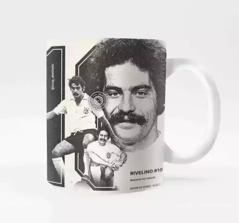 Caneca Porcelana Arte Rivelino Jogador Futebol - comprar online